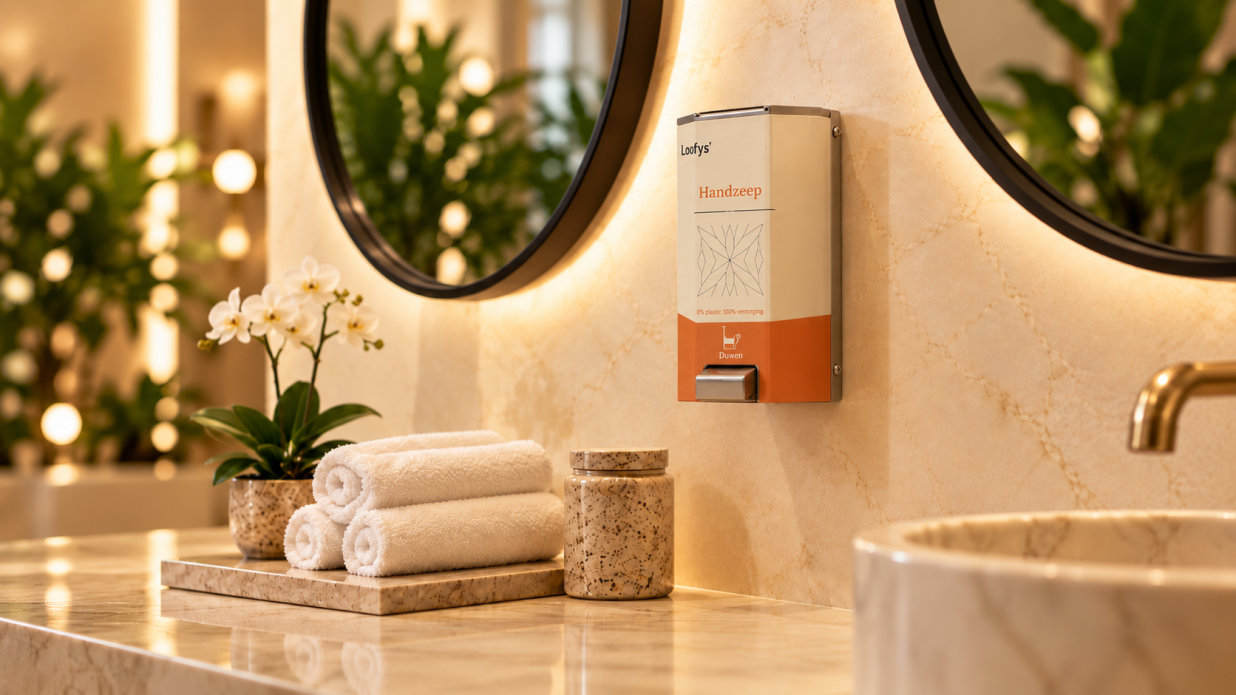 Luxe badkamer met Loofys handzeep dispenser